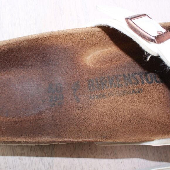 Birkenstock Yao Sandals Womans 40 (US 9) White Leather Strappy Slide Birko-Flor - Picture 11 of 11